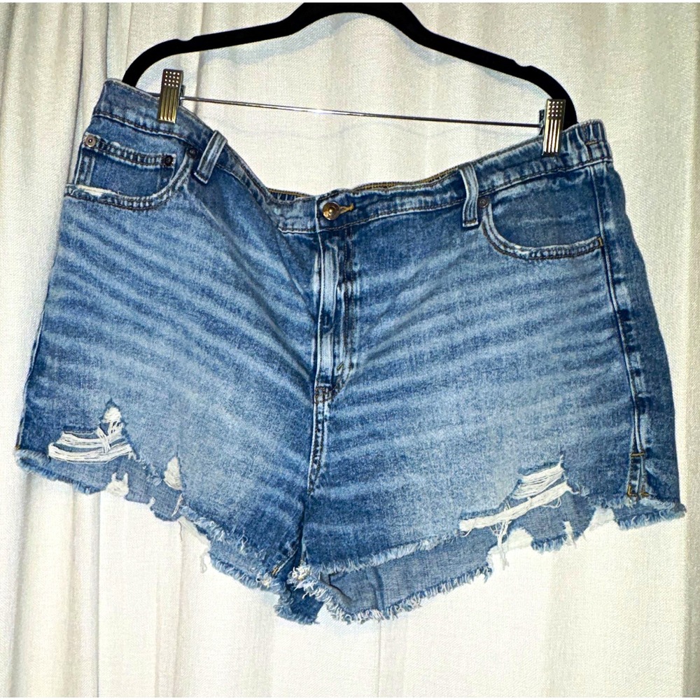 Aerie Women's Blue Light Wash Denim Cut-Off Shorts Daydreamer Festival XXL